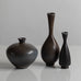 Berndt Friberg for Gustavsberg, Sweden, unique stoneware cabinet vase with dark gray-brown haresfur glaze M5620