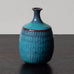 Stig Lindberg for Gustavsberg, unique stoneware miniature vase with glossy turquoise glaze J1155