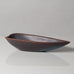 Gunnar Nylund for Rörstrand, Sweden, stoneware leaf shaped bowl in matte blue and brown glaze G9255