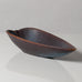 Gunnar Nylund for Rörstrand, Sweden, stoneware leaf shaped bowl in matte blue and brown glaze G9255