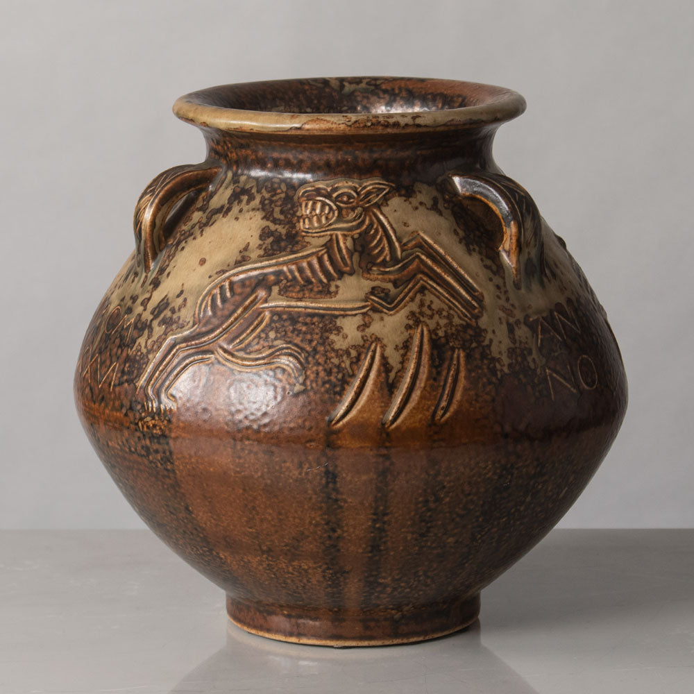 Jais Nielsen for Royal Copenhagen, stoneware urn with Sung glaze N1236