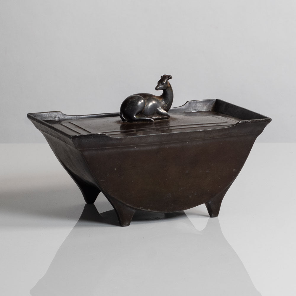 Just Andersen, Denmark, lidded box in disko metal M5735