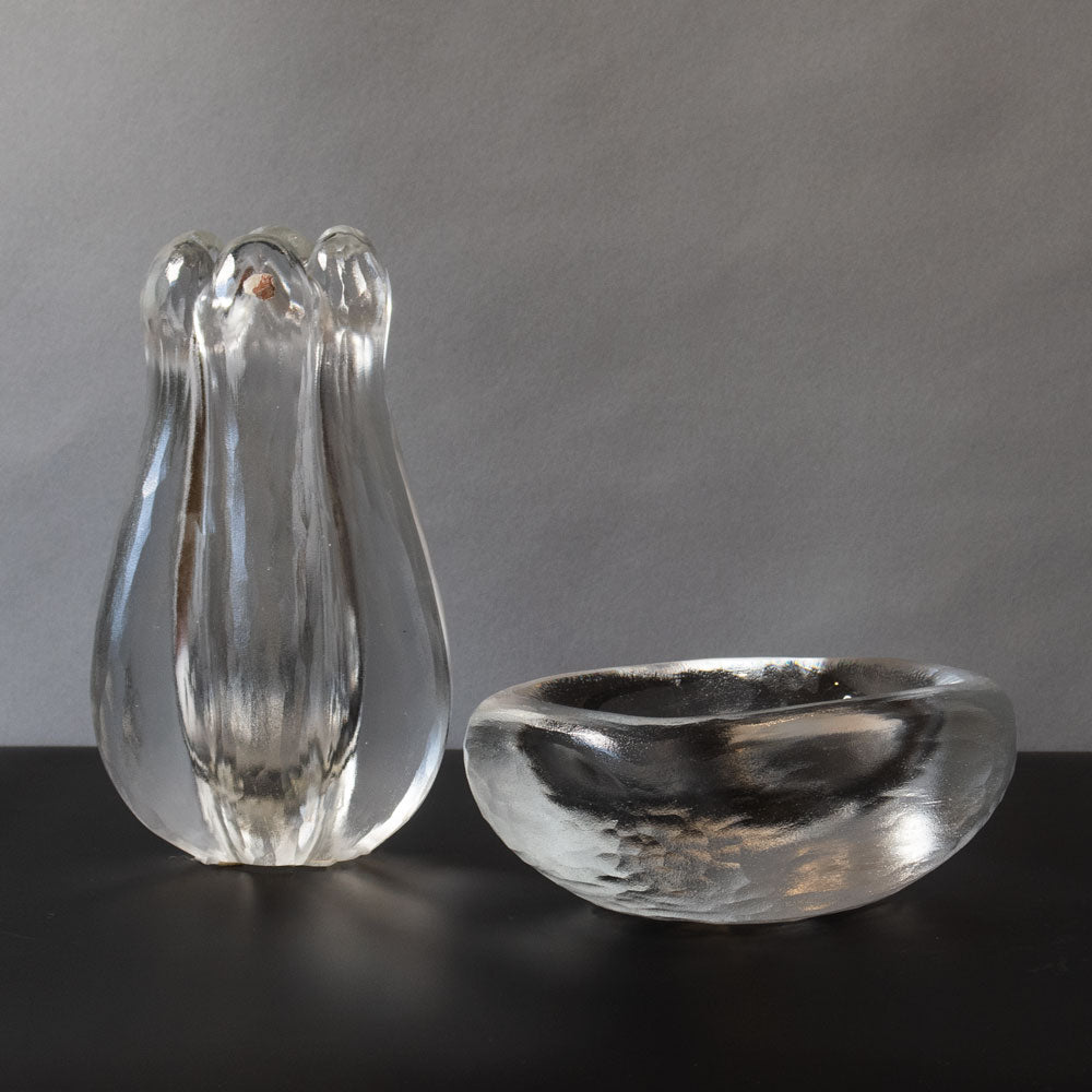 Vicke Lindstrand "Stella Polaris" vase and ice glass bowl for Orrefors