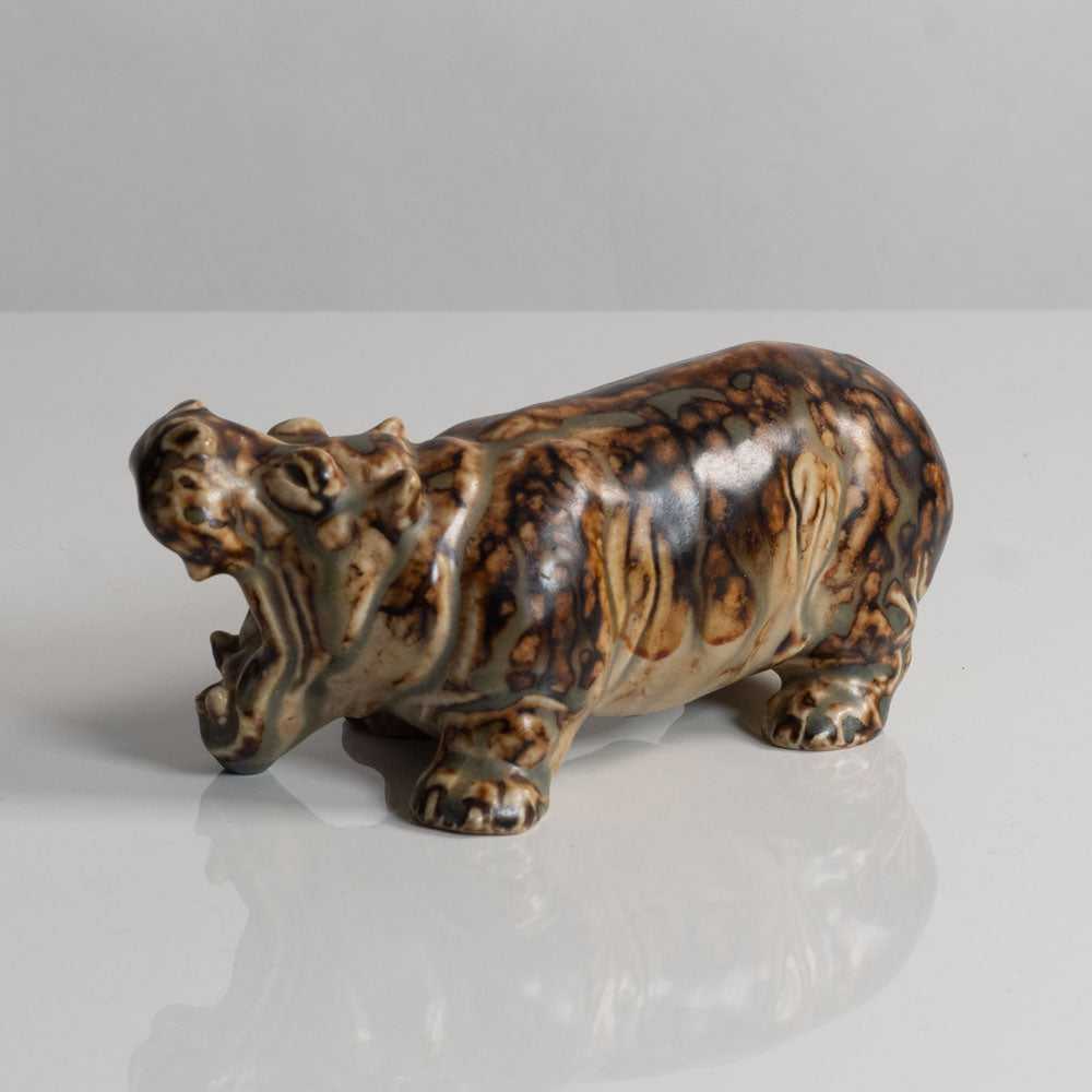 Knud Kyhn for Royal Copenhagen, Denmark, stoneware figure of a hippo M5636