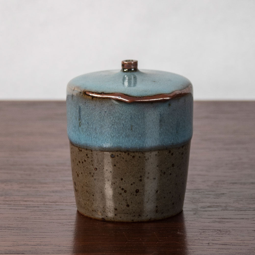 Claes Thell, unique stoneware vase with blue and olive glaze J1257