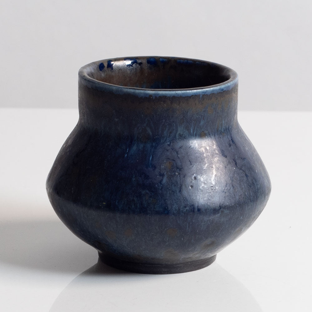 Carl Harry Stålhane for Rörstrand, Sweden, unique stoneware vase with blue glaze M5745