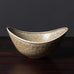 Gunnar Nylund for Rörstrand, Sweden, ceramic elliptical bowl with speckled light brown and gray glaze L3508