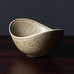 Gunnar Nylund for Rörstrand, Sweden, ceramic elliptical bowl with speckled light brown and gray glaze L3508