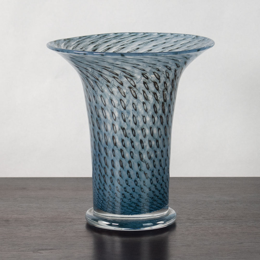 Bertil Vallien for Boda-Åfors, Sweden, unique footed vase in blue and black glass J1630