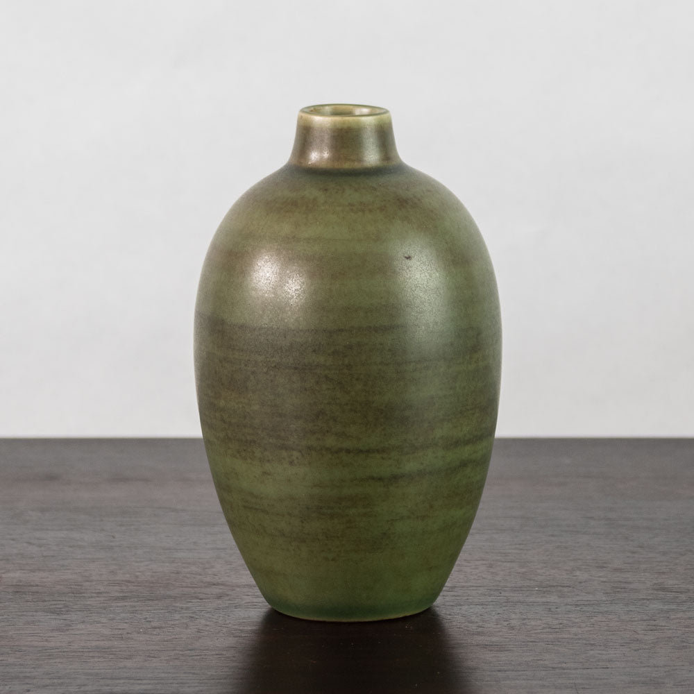 Erich and Ingrid Triller for Tobo ovoid vase with green glaze J1463