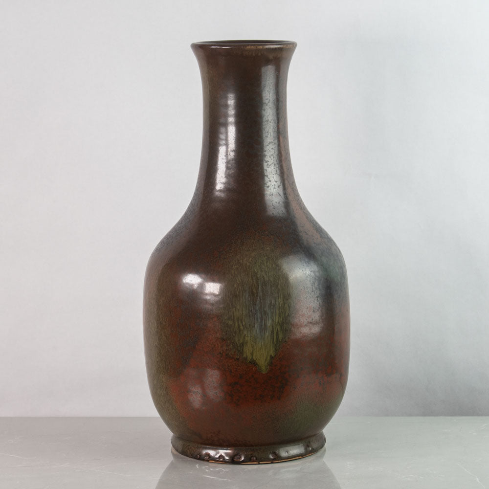 Lotte Lindahl for Bing & Grondahl, Denmark,very large unique stoneware vase with brown glaze J1647