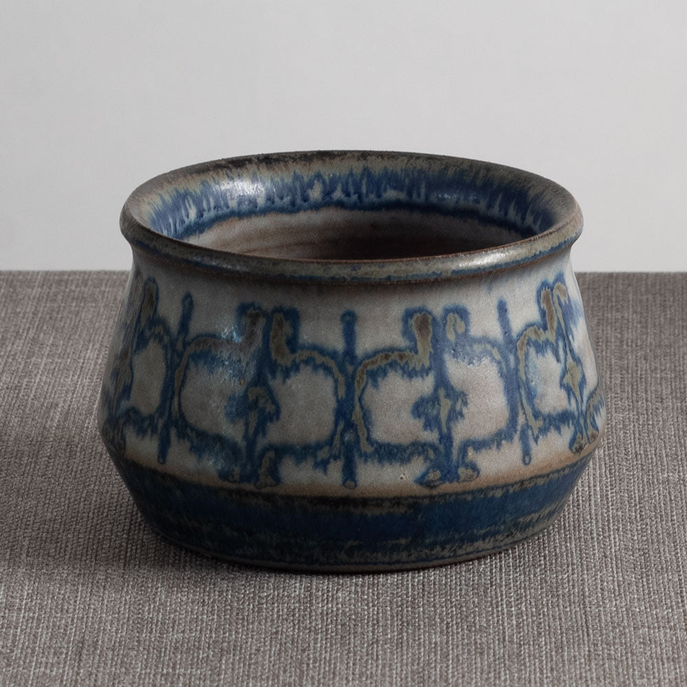 Marianne Starck for Michael Andersen and Sons stoneware pot with gray and blue patterned glaze M5762