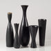 Group of six dark brown vases by Carl Harry Stålhane for Rörstrand, Sweden