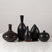 Group of five small dark brown vases by Carl Harry Stålhane for Rörstrand, Sweden