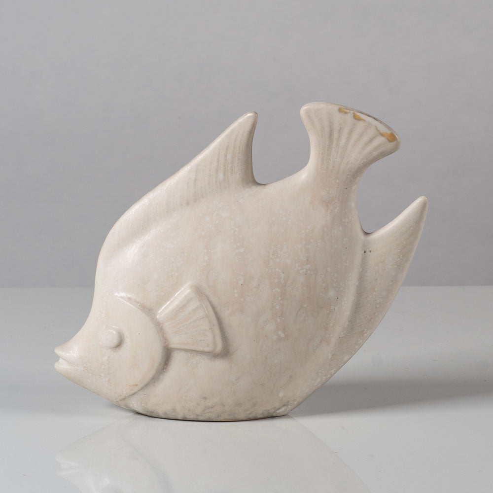 Gunnar Nylund for Rorstrand, stoneware fish figure with white glaze L3397