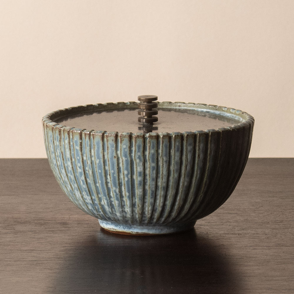 Arne Bang, Denmark, fluted bowl with bronze lid J1649