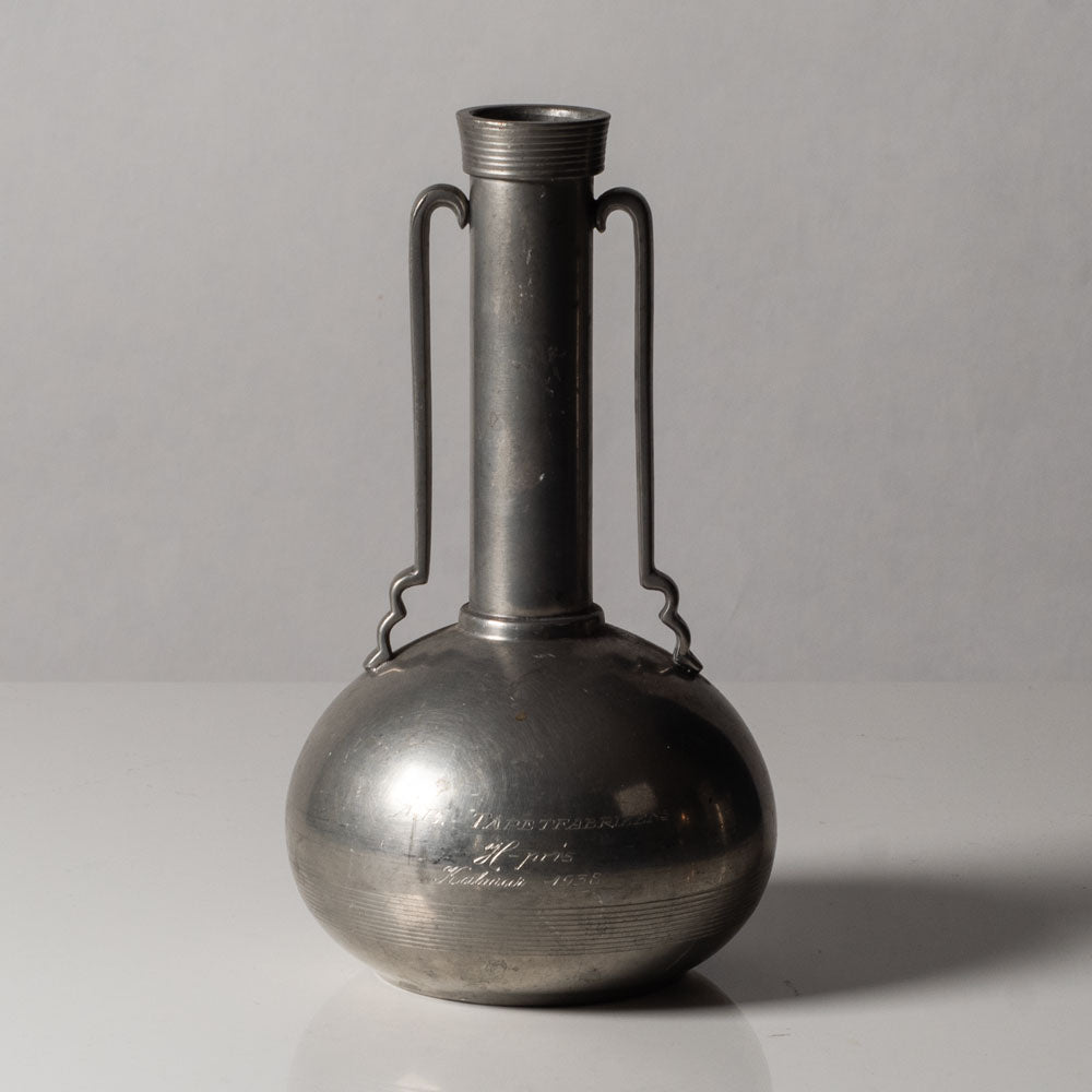GAB Tenn, Sweden, pewter long necked vase L3772