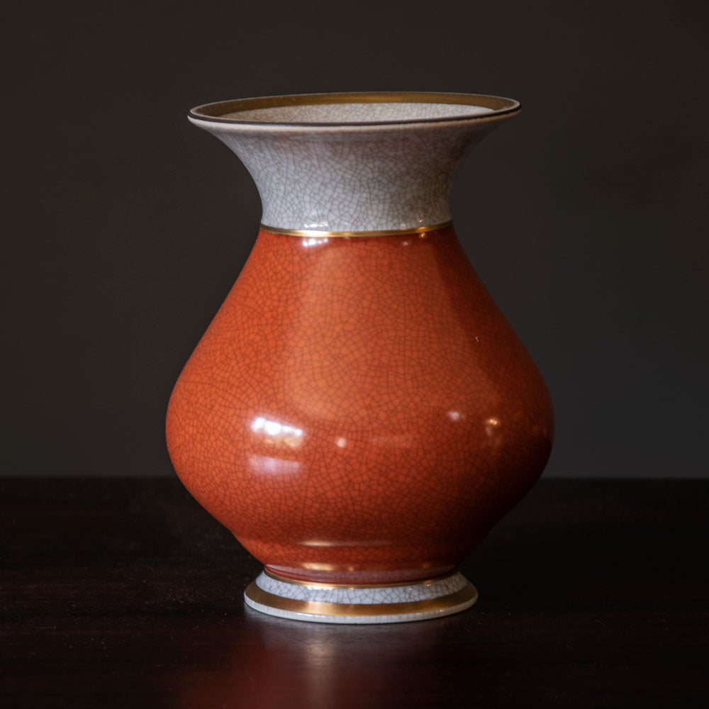 Thorkild Olsen for Royal Copenhagen, vase with orange and gray crackle glaze H1240