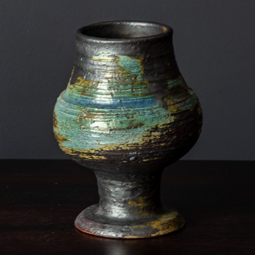 Annikki Hovisaari for Arabia, Finland, vase with blue and brown glaze H1182