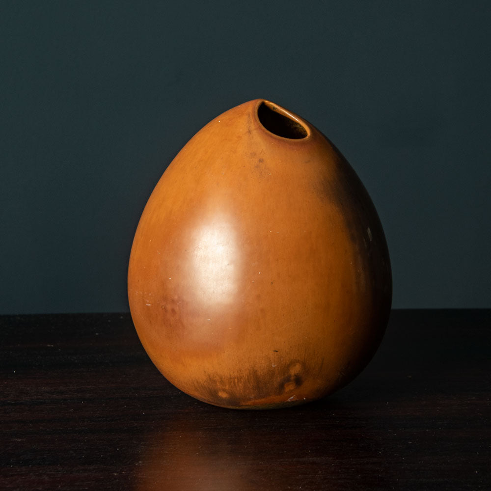 Stig Lindberg for Gustavsberg, large unique stoneware vase with brown glaze H1366