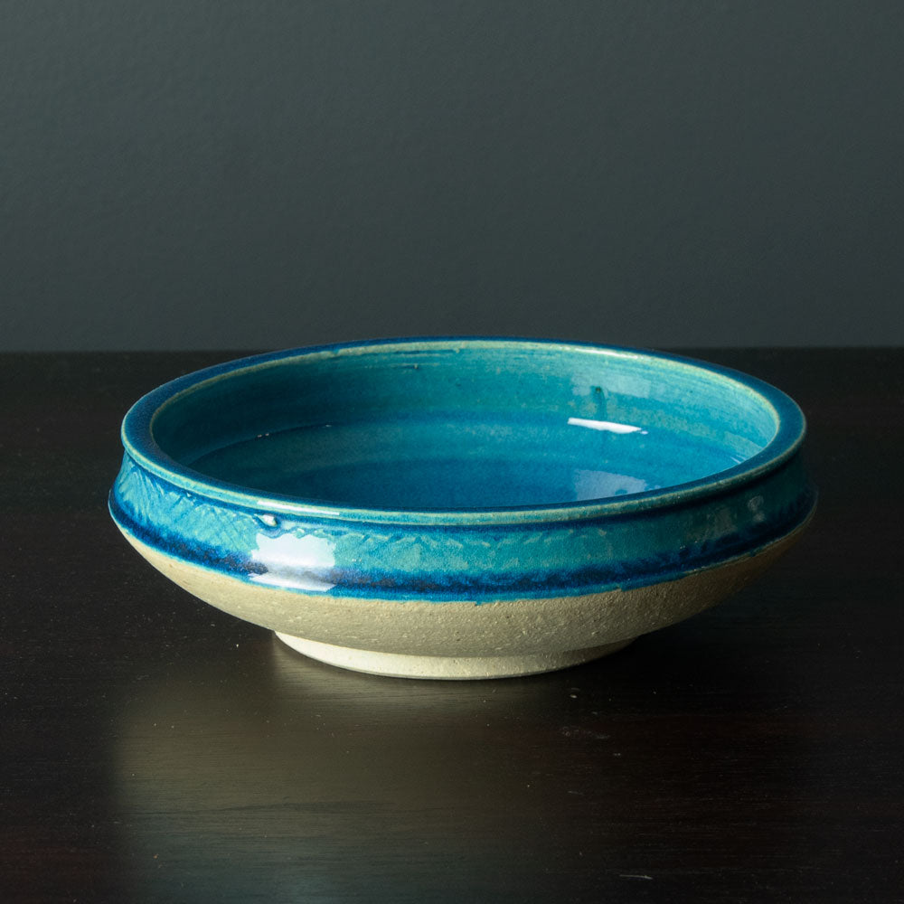 Nils Kähler for Herman A. Kähler Keramik bowl with turquoise glaze H1329