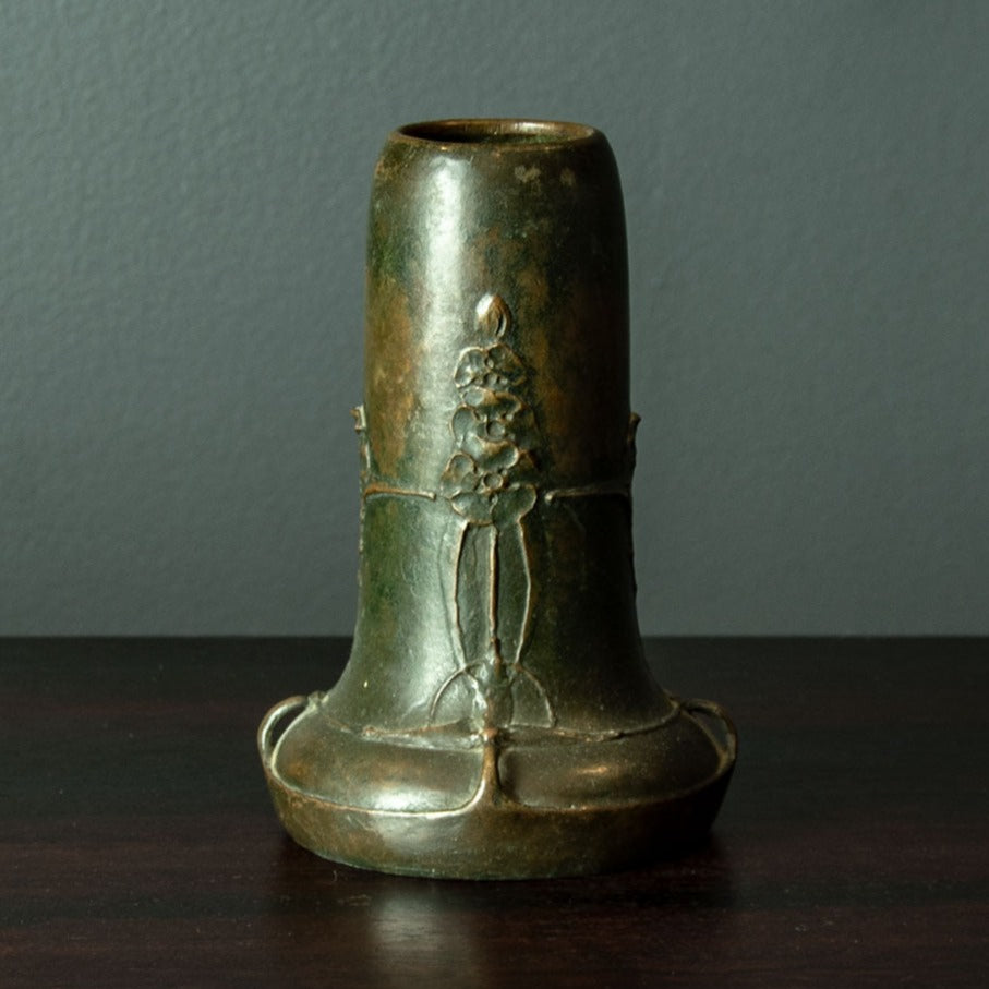 Hugo Elmquist, Sweden, art nouveau bronze vase with floral decoration G9313