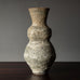 Lucie Rie vase with pale gray and white volcanic glaze 