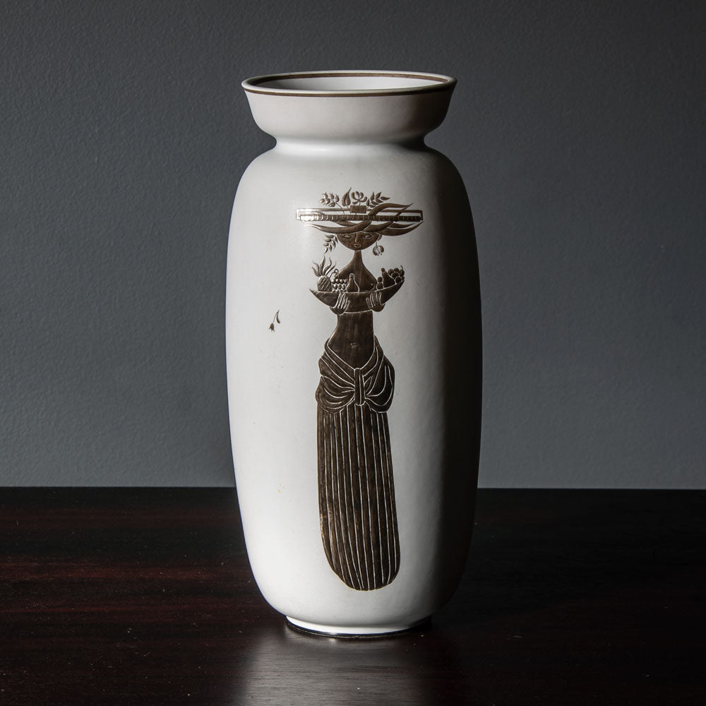 Stig Lindberg for Gustavsberg, Sweden, "Grazia" vase with female figure G9428