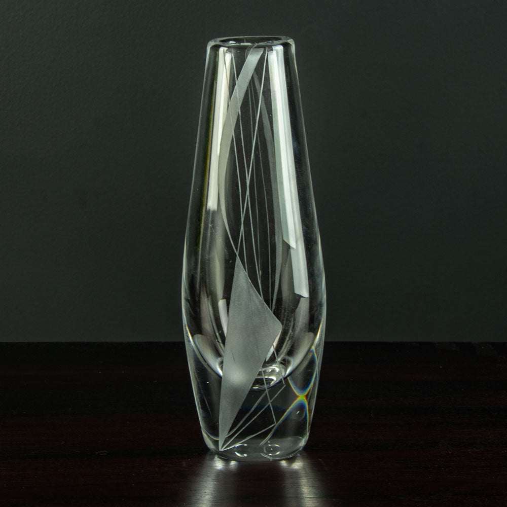 Sven Palmquist for Orrefors, Sweden, engraved clear glass vase N6979