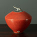 Tim Andrews, UK, unique earthenware jar with semi-gloss red crackle glaze H1450