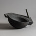 Brigitte Enders, Australia, sculptural stoneware bowl with black glaze and glass leg H1079