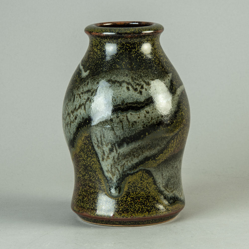 Horst Kerstan, Germany, unique vase with speckled glossy glaze H1514