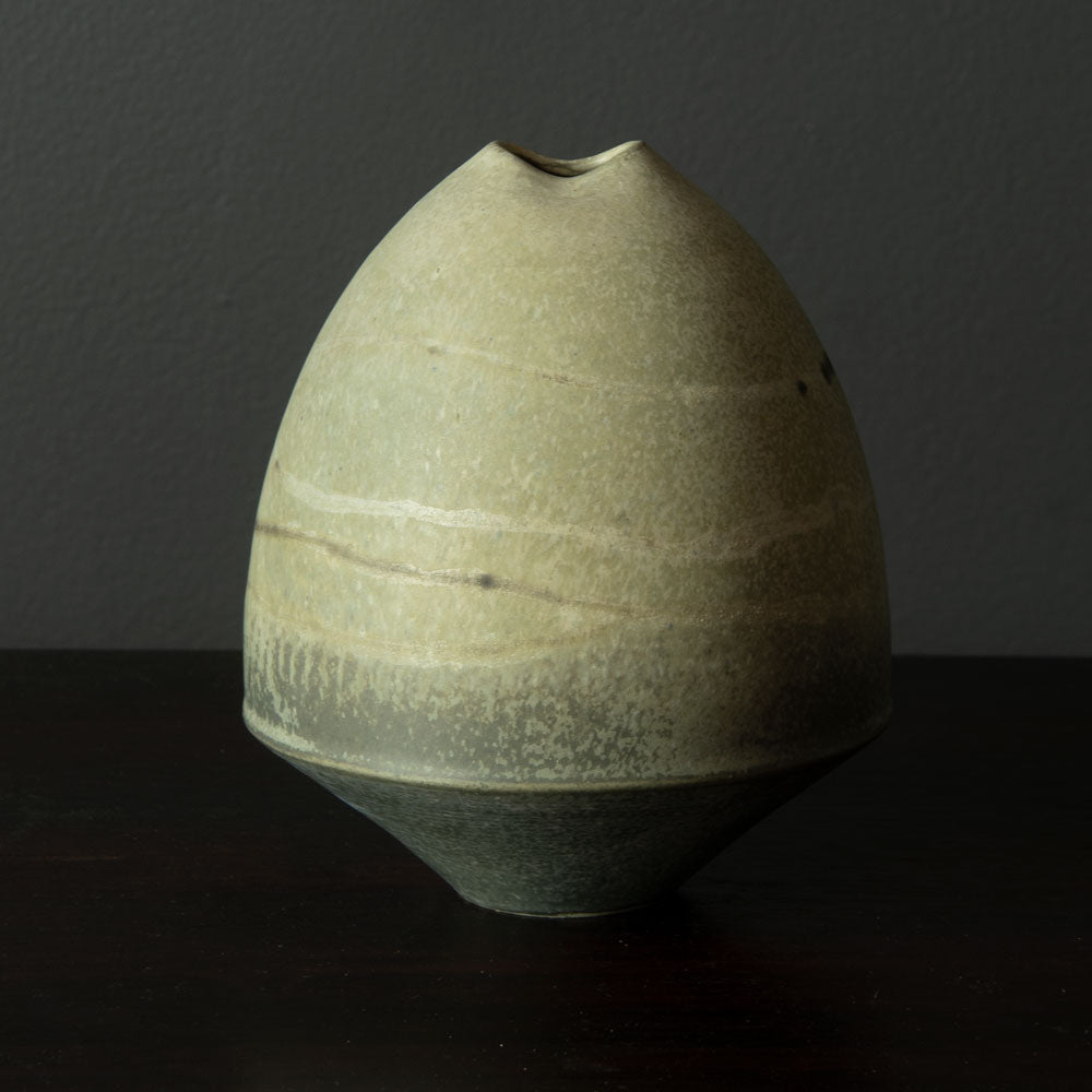 Otto Meier, Germany, unique ceramic vase with pale gray and off-white matte glaze