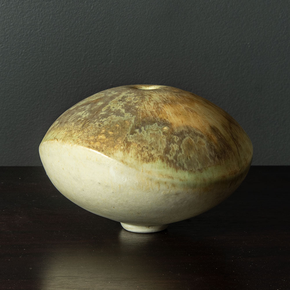 Otto Meier, Germany, unique ceramic vase with pale brown and off-white matte glaze