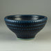 Kåge Verkstad stoneware bowl with dark blue haresfur glaze