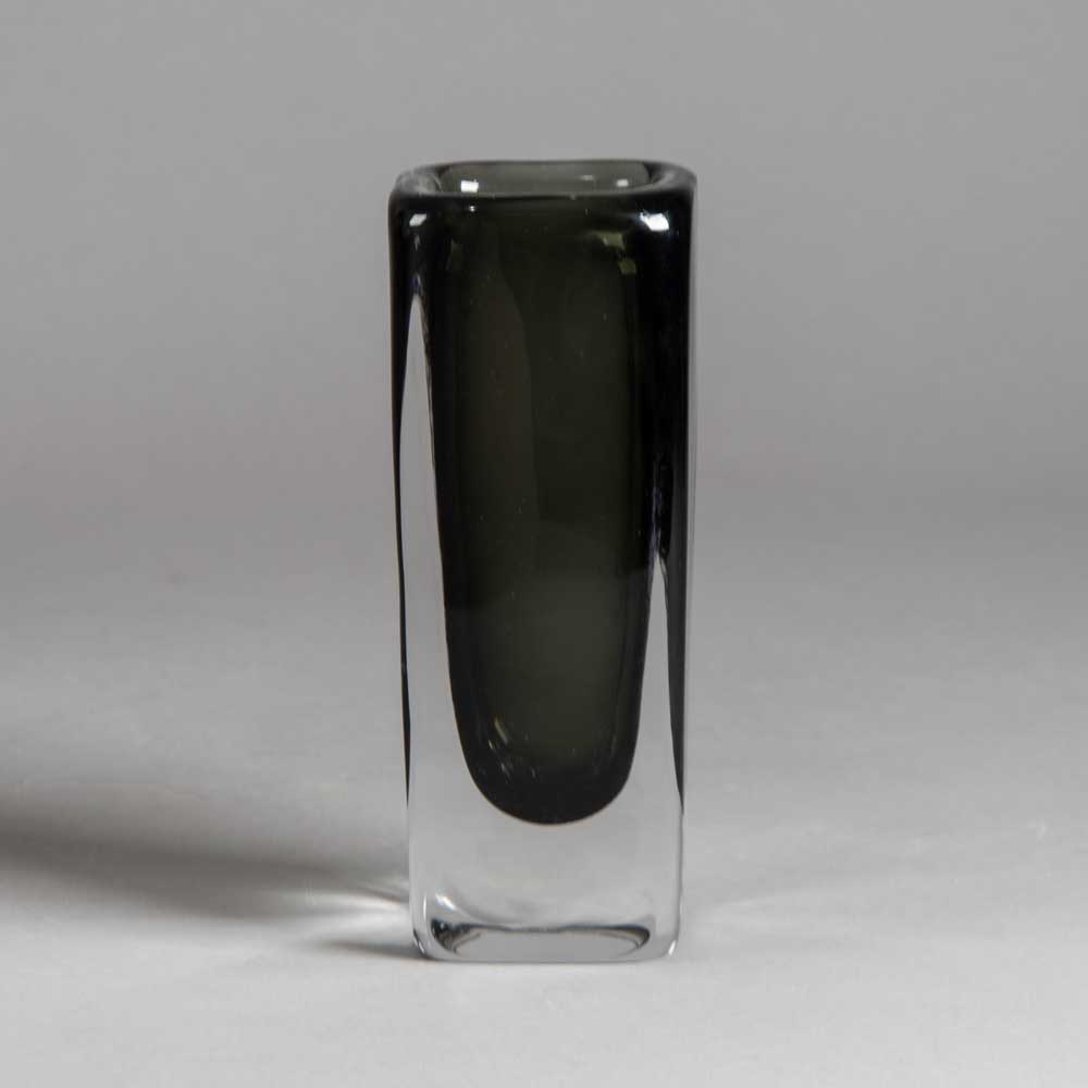 Nils Landberg for Orrefors, Sweden, gray glass "Sommerso" vase G9394