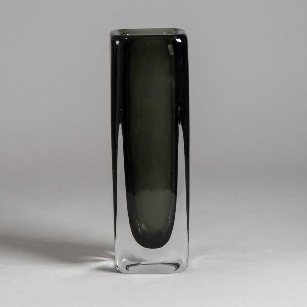 Nils Landberg for Orrefors, Sweden, gray glass "Sommerso" vase H1611