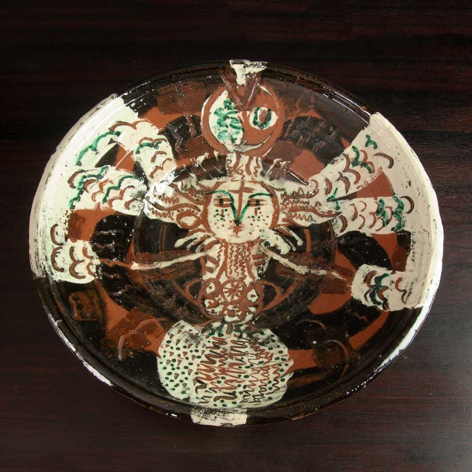Hertha Hillfon, Sweden, earthenware bowl with hand painted underglaze decoration