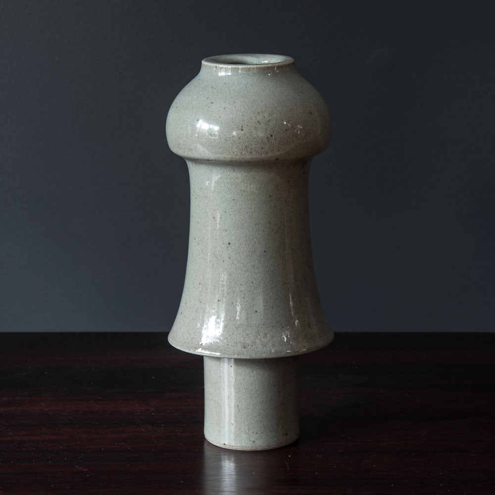 Reinhold Rieckmann, unique stoneware vase with glossy gray glaze H1539