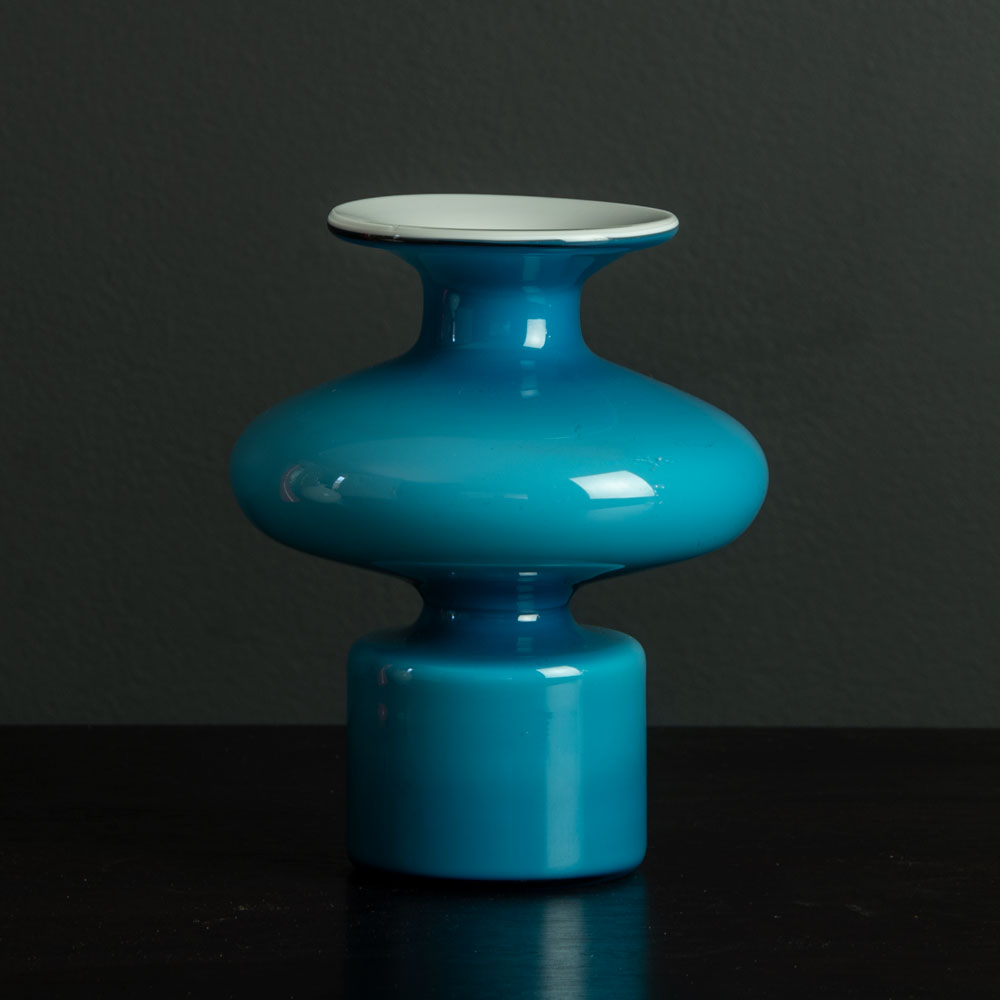 Per Lutken  for Holmegaard, Denmark, "Carnaby" segmented vase in blue glass J1074