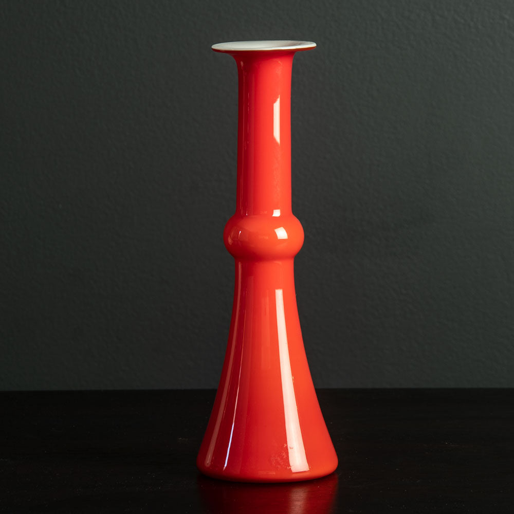 Per Lutken for Holmegaard, Denmark "Carnaby" candlestick vase in red and white H1400