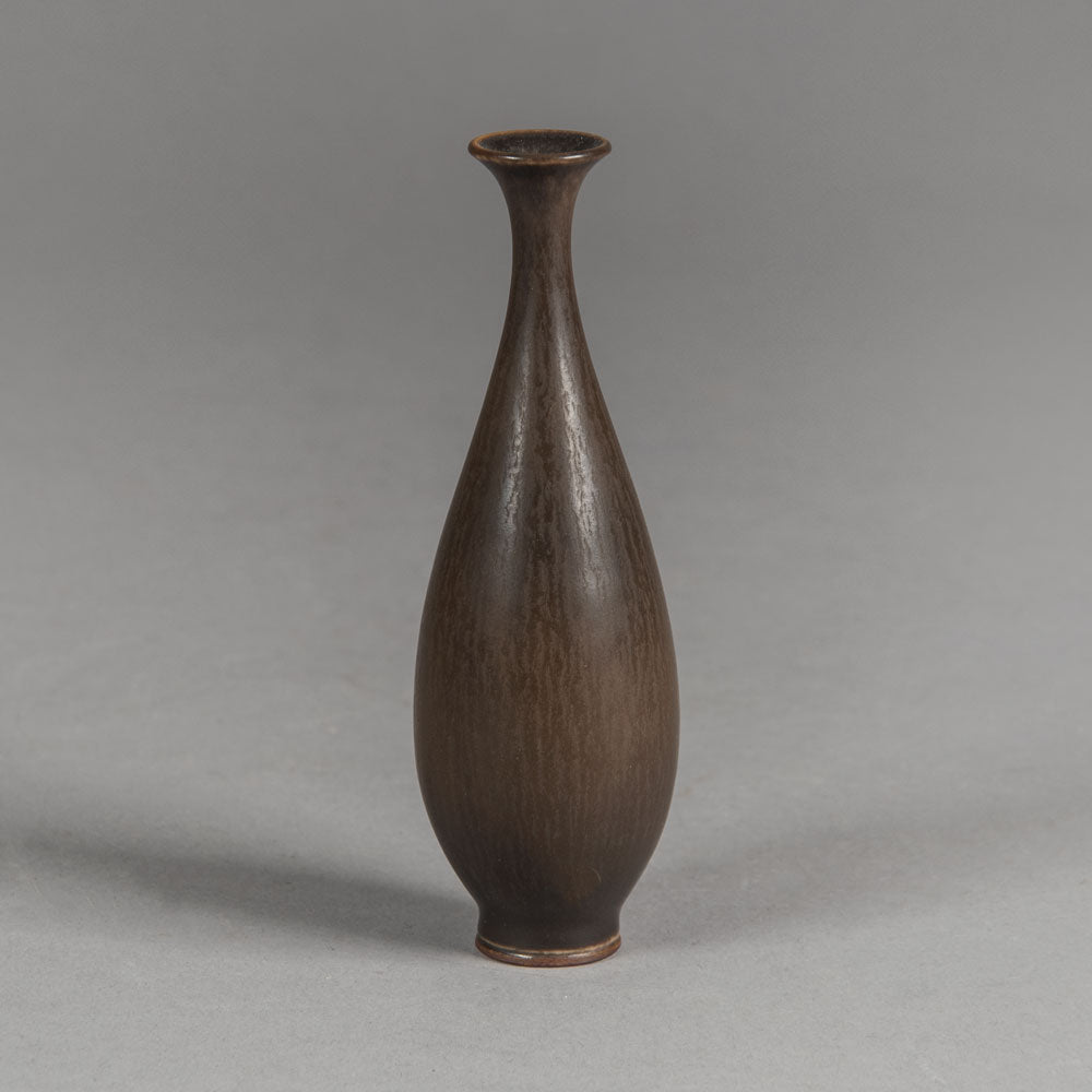Berndt Friberg for Gustavsberg, Sweden, miniature vase with brown haresfur glaze G9348