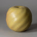 Horst Kerstan, own studio, Germany, round ribbed vase yellow ochre glaze H1520