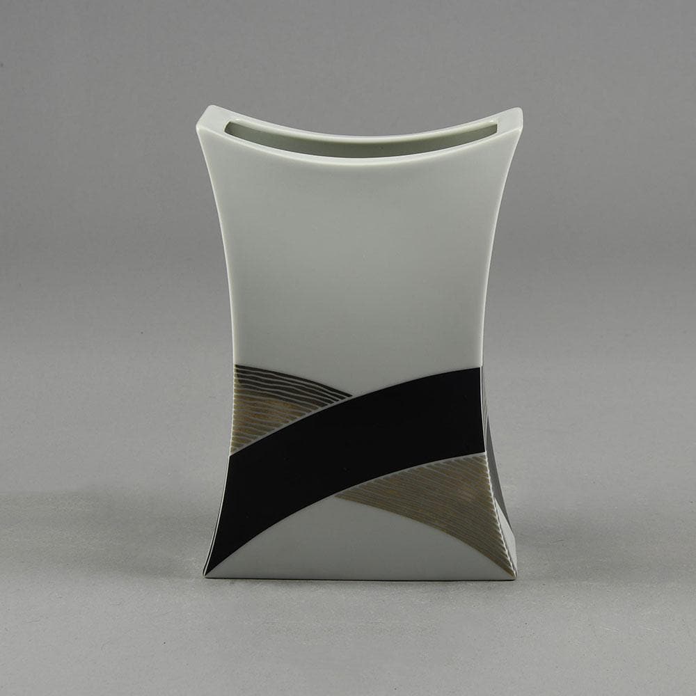 Jan van der Vaart for Rosenthal, Germany  Porcelain vase with glossy white, black and silver glaze