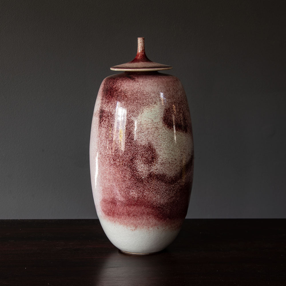 Large stoneware lidded jar by Johan Broekema A2158