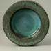 Stig Lindberg for Gustavsberg, unique stoneware shallow bowl with turquoise glaze H1107