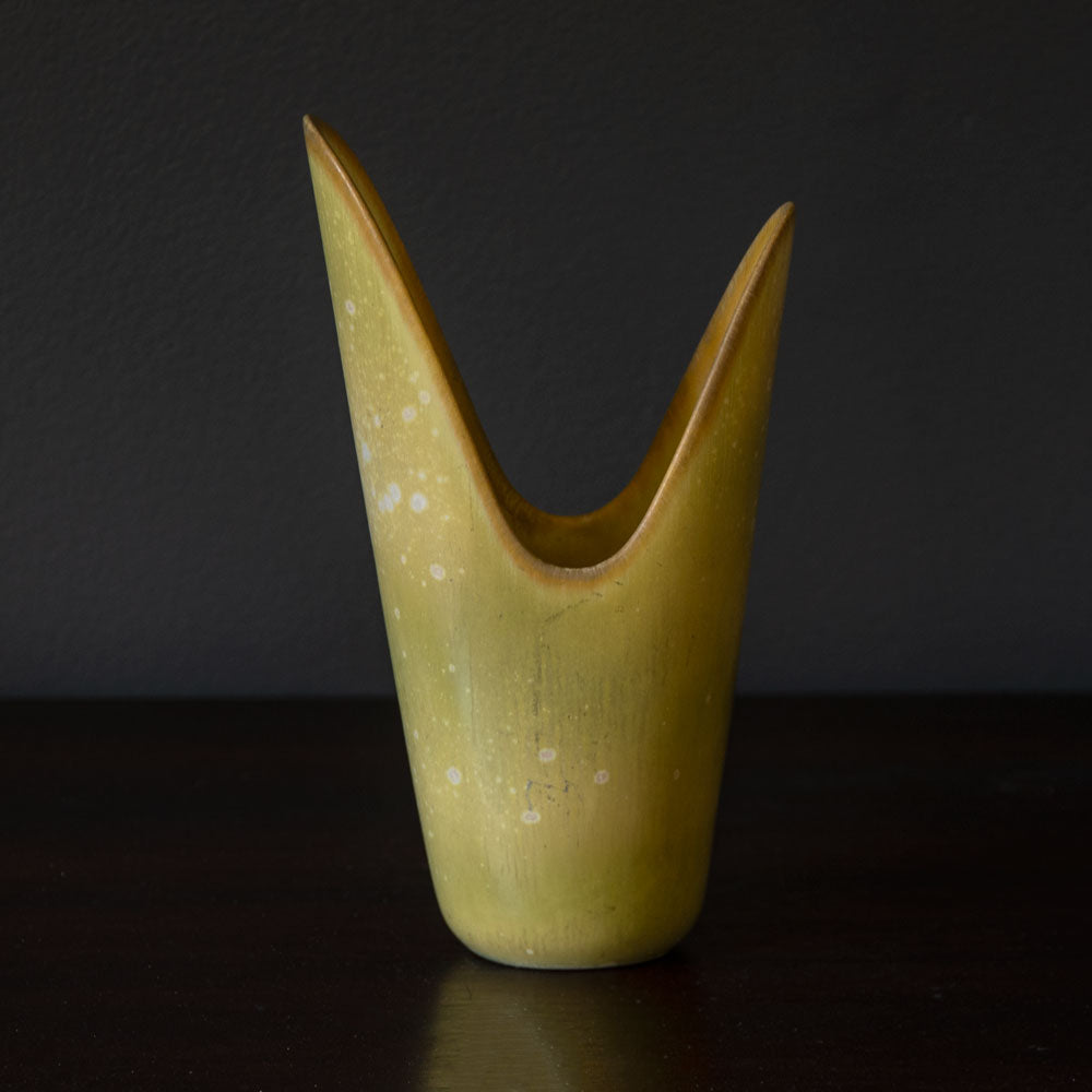 Gunnar Nylund for Rorstrand, asymmetrical vase with yellow glaze H1098