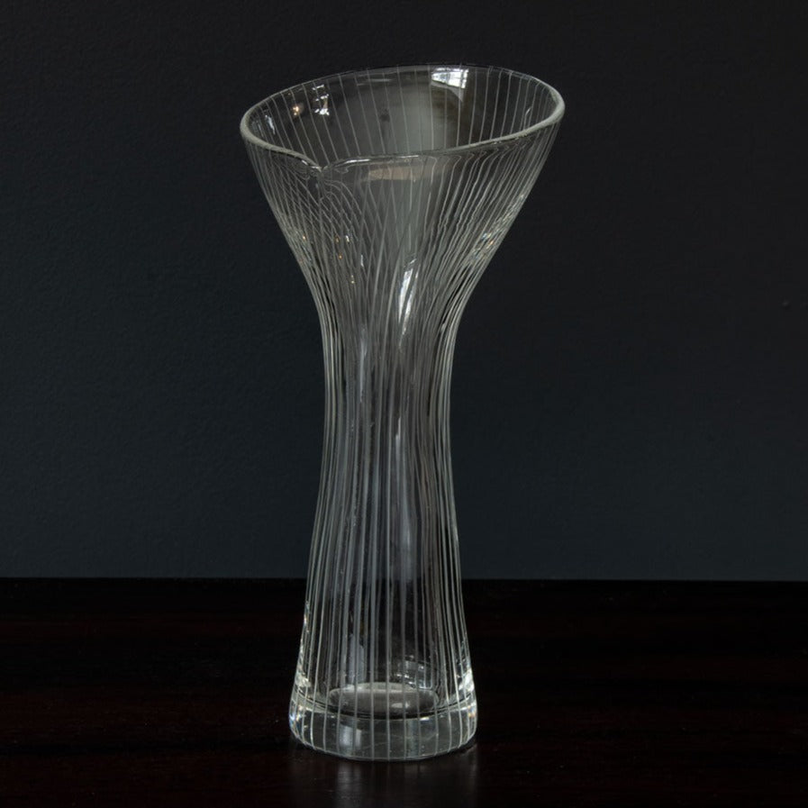 Tapio Wirkkala for Iittala, engraved glass vase N7878