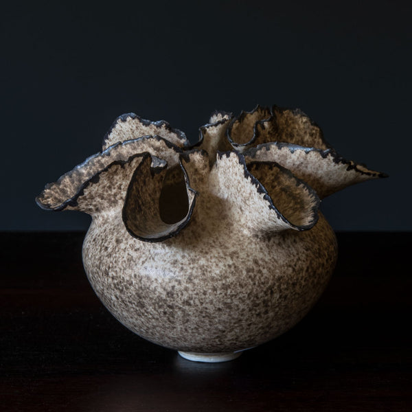 Deirdre Burnett, own studio, frilled sculptural vessel H1206