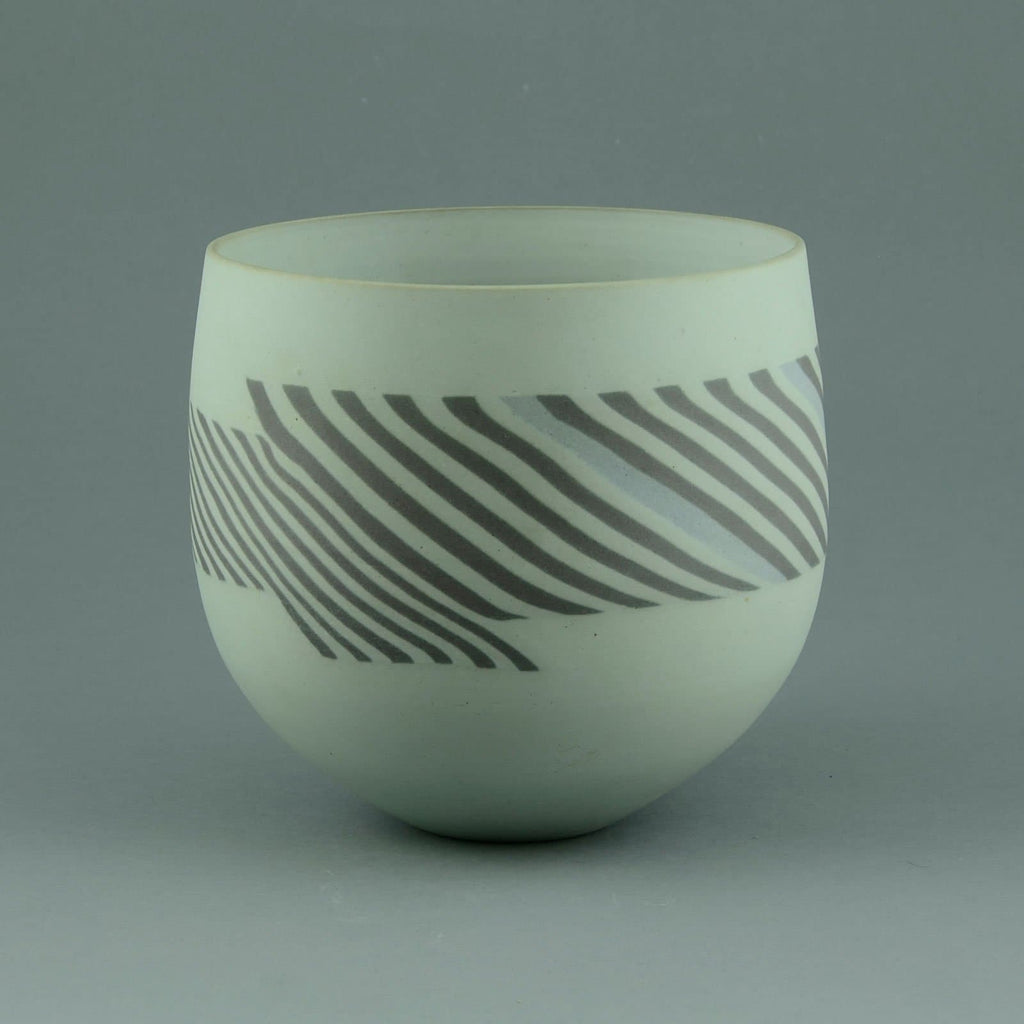 Antje and Rainer Doss, stoneware vase with line pattern to body C5491 - Freeforms